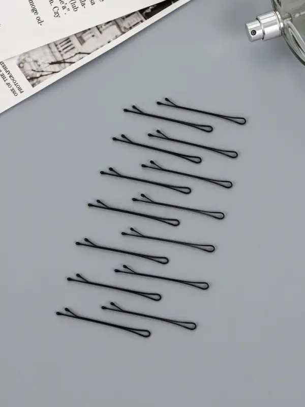 Невидимки для волос QF &laquo;Гладкие&raquo;, набор 40 шт., 6 см, чёрные