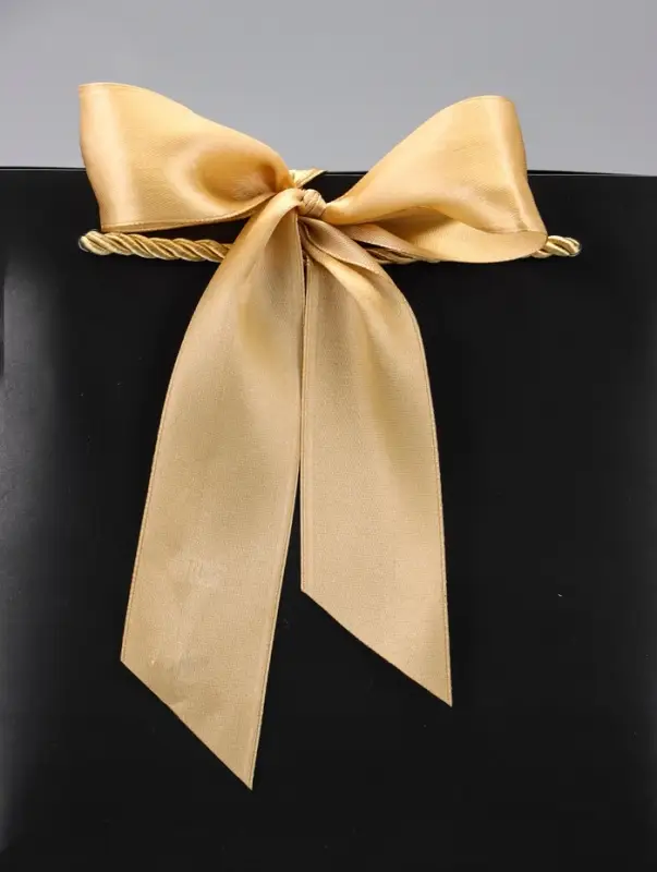 Пакет подарочный ламинированный, с лентой &laquo;Чёрный&raquo;, горизонтальный 19&times;20&times;9 см