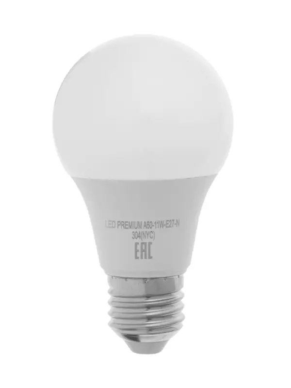 Лампа светодиодная Включай, А60, 11 Вт, E27, 1045 Лм, 3000K, IP20, свечение тёплое белое, матовое ст