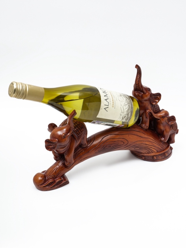 Подставка для бутылки  Подставка для бутылки "Два слона" под дерево, 36х10х25см