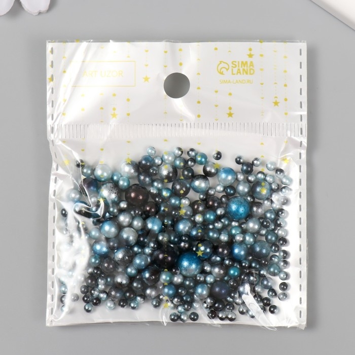 Декор для творчества пластик Декор для творчества пластик "Круглые. Градиент. Русалка синяя" d=3-8мм, набор 10 гр