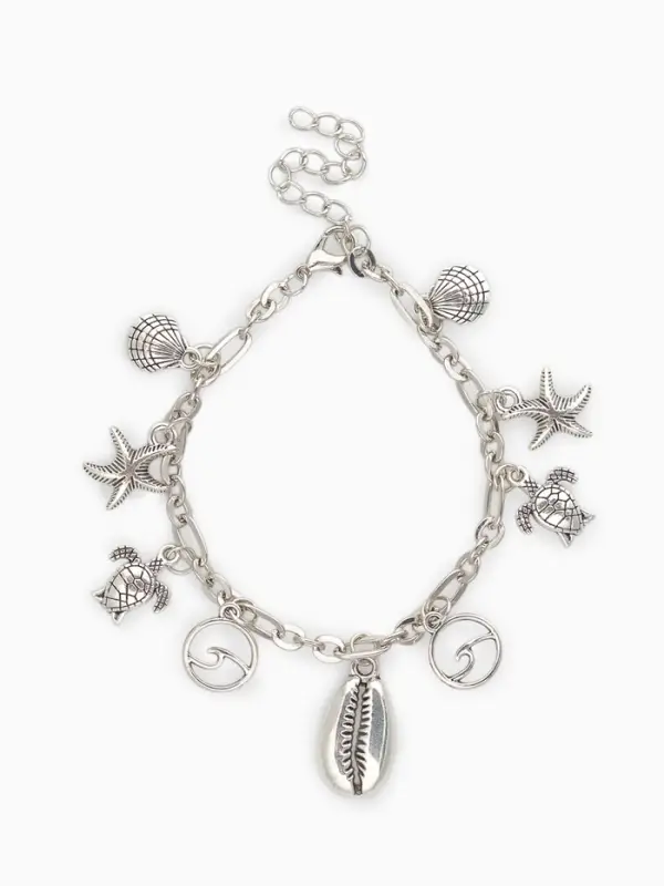 Браслет на ногу с подвесками &laquo;QF. Морские знаки&raquo;, L=22 см, цвет серебро