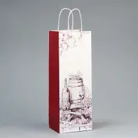 Пакет подарочный под бутылку, упаковка, &laquo;Подарок для тебя&raquo;, белый крафт, 13&times;36&times;10 см