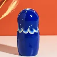 Матрешка дерево &laquo;Настёна&raquo;, синее платье, белые цветы, 18 см, 5 кукольная, ручная роспись