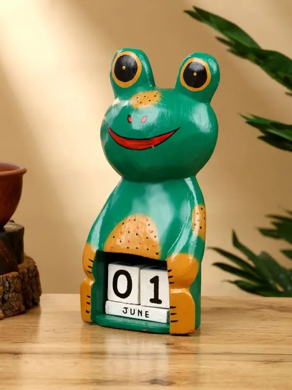 Календарь настольный «Лягушка», 10×6.5×21 см, дерево, зелёный