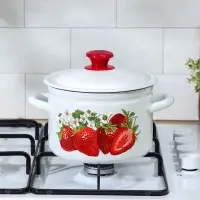 Кастрюля эмалированная, 5 л, с крышкой, деколь МИКС, белая