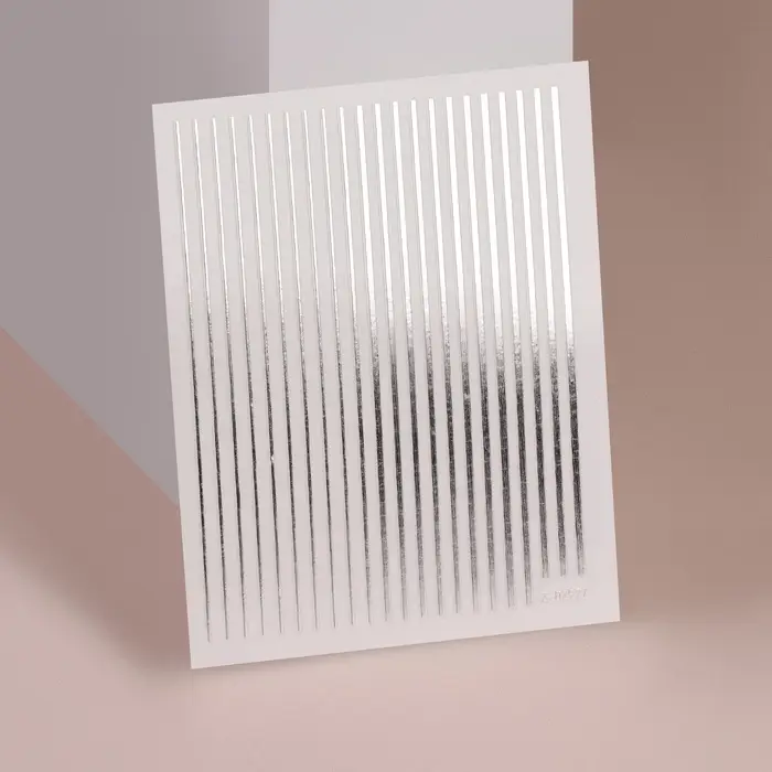 Наклейки для ногтей «Полоски», металлизированные, серебристые