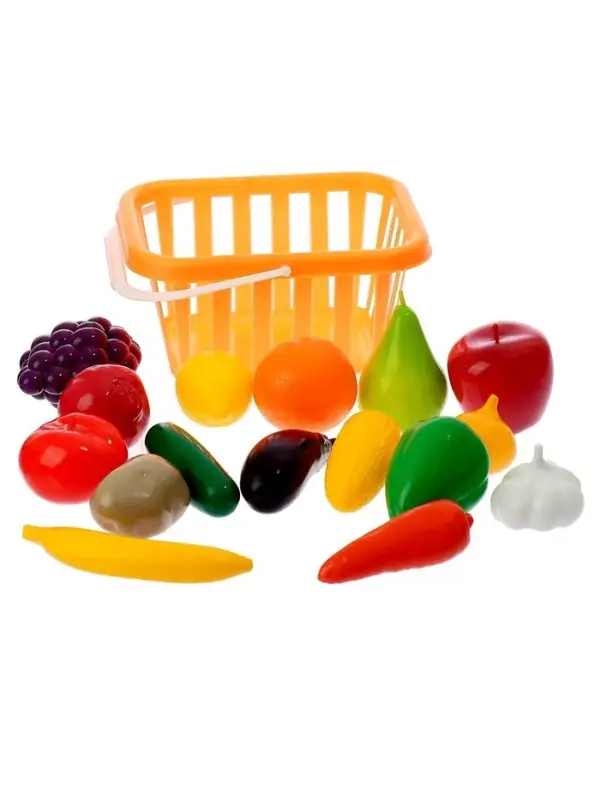 Игровой набор продуктов &laquo;Фрукты и овощи&raquo; в корзине, 17 предметов, МИКС