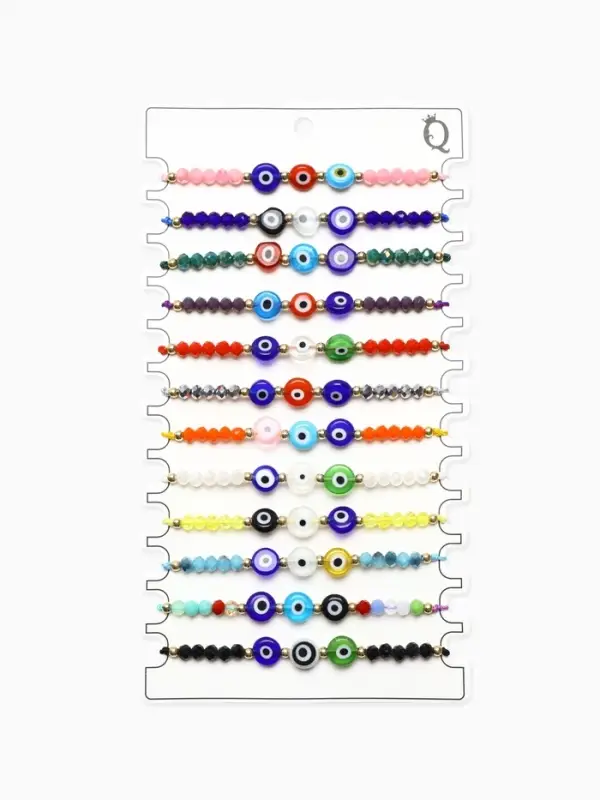 Браслет-оберег &laquo;Глазик&raquo;, ассорти, цветной в серебре