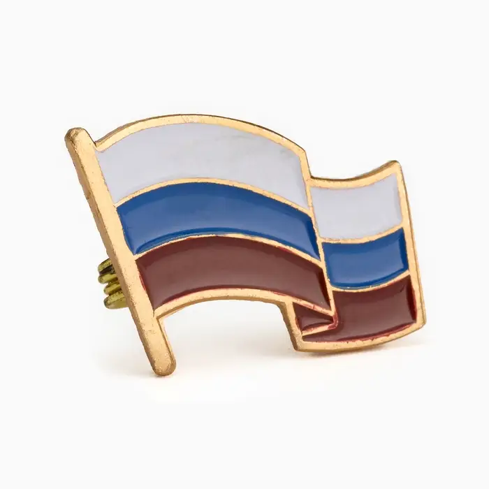 Значок «Флаг России», 2×3.5 см, цветной в золоте Значок «Флаг России», 2×3.5 см, цветной в золоте