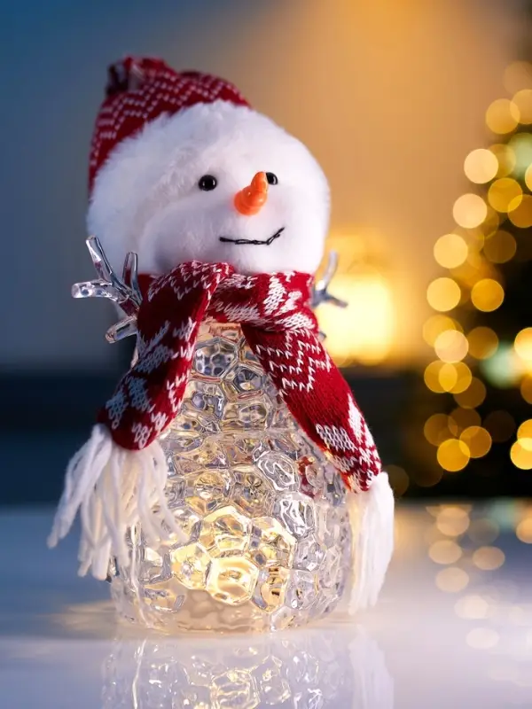 Фигура «Снеговик в красном» 28 см, 1 LED, от батареек ААА×3, свечение тёплое белое