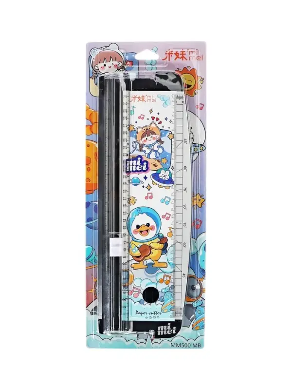 Резак для бумаги роликовый А4, до 3 листов, безопасное лезвие, длина реза 300 мм, корпус черный