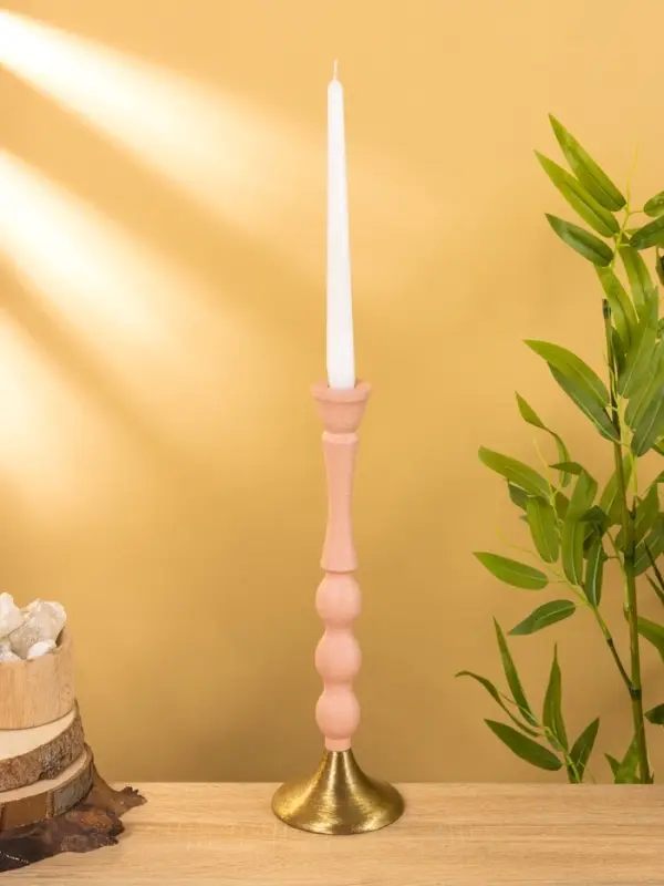 Подсвечник на 1 свечу "Пудровый розовый" 10,5х10,5х34,5 см