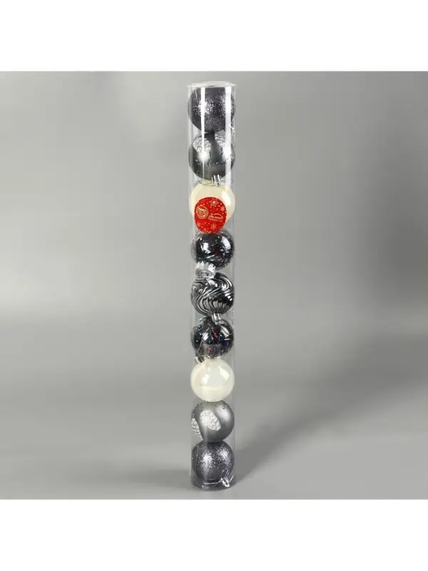 Ёлочные игрушки &laquo;Мелодия&raquo; волны диско, шары новогодние, d=6 см, набор 9 шт. серый/белый