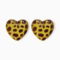 Серьги акрил &laquo;Леопард&raquo;, сердце макси, цветной в серебре