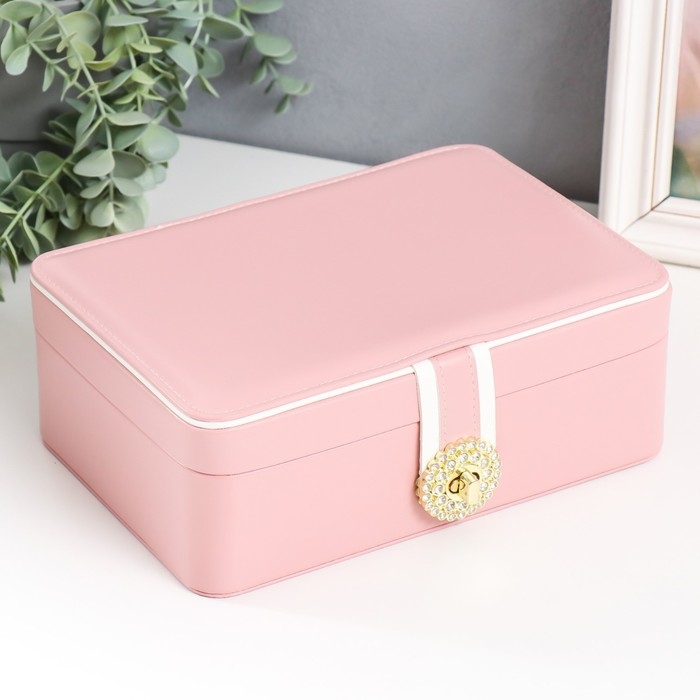 Шкатулка кожзам для украшений  Шкатулка кожзам для украшений "С пряжкой" розовая 24х18,5х9 см
