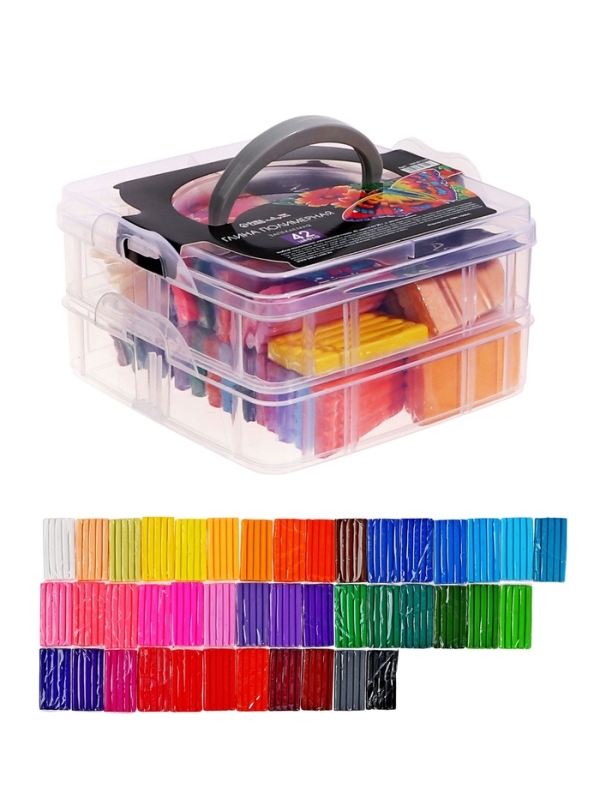 Набор глина полимерная запекаемая, 42 цвета по 20 г, с аксессуарамив кейсе Набор глина полимерная запекаемая, 42 цвета по 20 г, с аксессуарамив кейсе