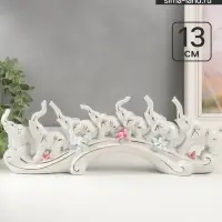 Фигурка керамика &laquo;Семь слонов на волне&raquo;, белые, 13&times;33.7&times;7.5 см