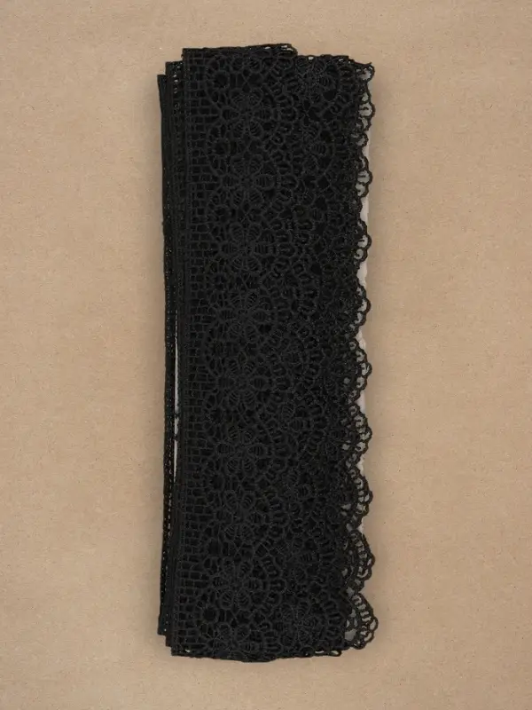 Кружево гипюровое, 45 мм &times; 6.8 &plusmn; 0.5 м, цвет чёрный