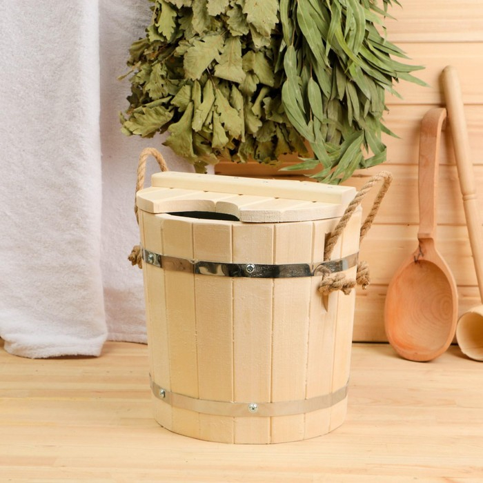 Запарник из липы, 7л, оцинкованная вставка, с крышкой,  Запарник из липы, 7л, оцинкованная вставка, с крышкой, "Добропаровъ"