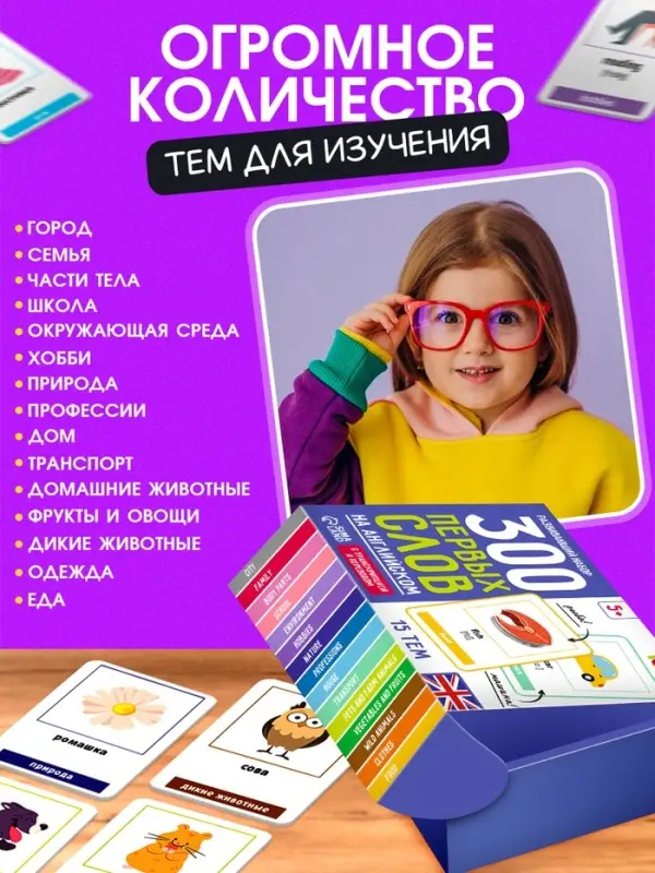 Развивающий набор &laquo;300 первых слов на английском&raquo;, 300 карт, 5+