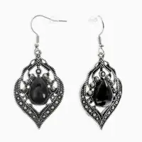 Серьги ассорти &laquo;Капля&raquo; изящность, ажурная, цвет чёрный в чернёном серебре