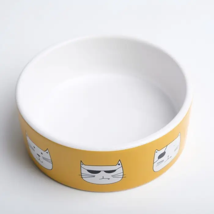 Миска &laquo;Опасные коты&raquo;, 230 мл, 12.5&times;4.5 cм, керамика, белая, оранжевая