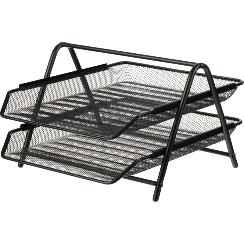 Лоток горизонтальный для бумаг 2секции Attache 200x355x275мм мет. сет черн