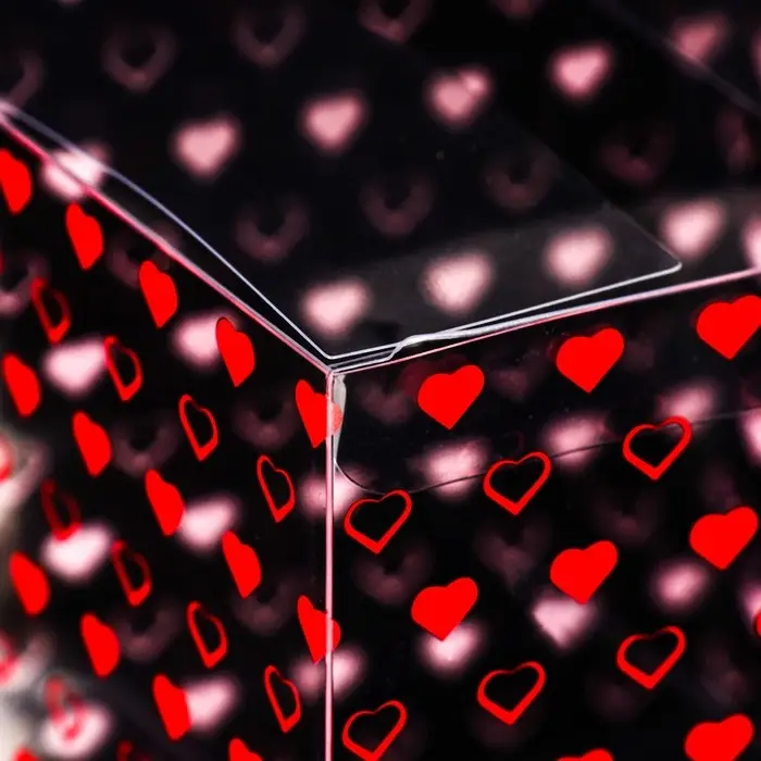 Складная прозрачная коробка из PVC, для упаковки подарков, «Сердечки», 11×11×11 см Складная прозрачная коробка из PVC, для упаковки подарков, «Сердечки», 11×11×11 см