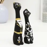 Набор фигурок керамика &laquo;Love Коты&raquo;, 2 шт., чёрные, 4&times;5&times;17.5 см