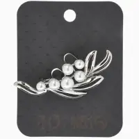 Брошь &laquo;Ветвь&raquo;, жемчуг, цвет белый в серебре