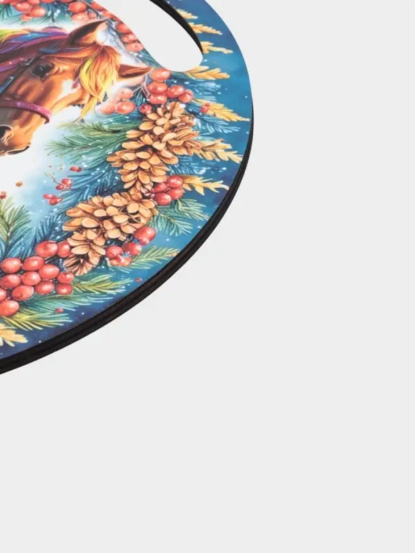 Доска разделочная сувенирная Дарим Красиво «Символ года. С новым годом», d=25.5 см, дерево, разноцветная