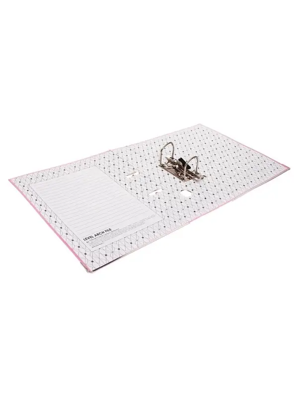 Папка-регистратор А4, 50 мм, ПВХ, тиснение &laquo;лен&raquo;, металлическая окантовка, карман на корешок, собранная, розовая, микс