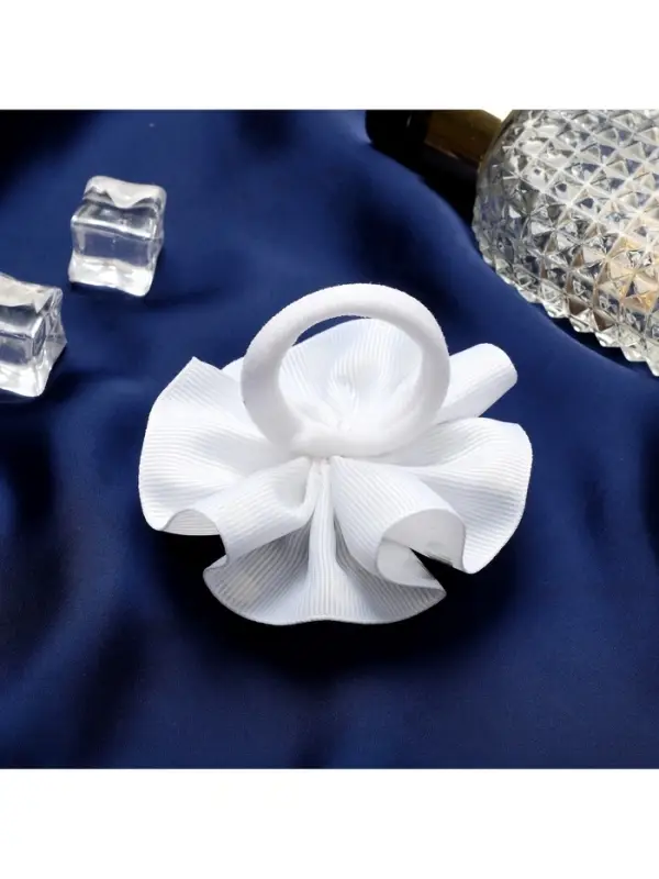 Бант для волос на резинке &laquo;Школьница&raquo;, горошек и ленточка, d=7 см, сине-белый