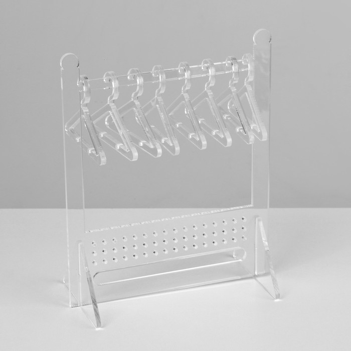 Подставка под серьги &laquo;Рейл&raquo; 8 вешалок в комплекте, 14&times;6&times;16 см, цвет прозрачный