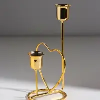 Подсвечник на 2 свечи &laquo;Сердце&raquo;, d=2.5 см под золото, 17.5&times;10&times;8 см