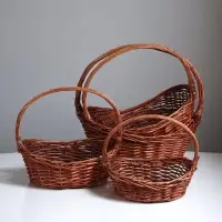 Набор корзин плетёных, овальные 4 шт., 51×40 см, Н 14/20 см, Н с ручкой 47 см, 43×33×13H/17Hх42H38×28×10H/15Hх