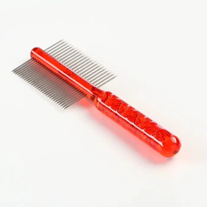 Расчёска для шерсти &laquo;Пузырьки&raquo;, 19.5&times;5.6 см, двухсторонняя, прозрачная, красная