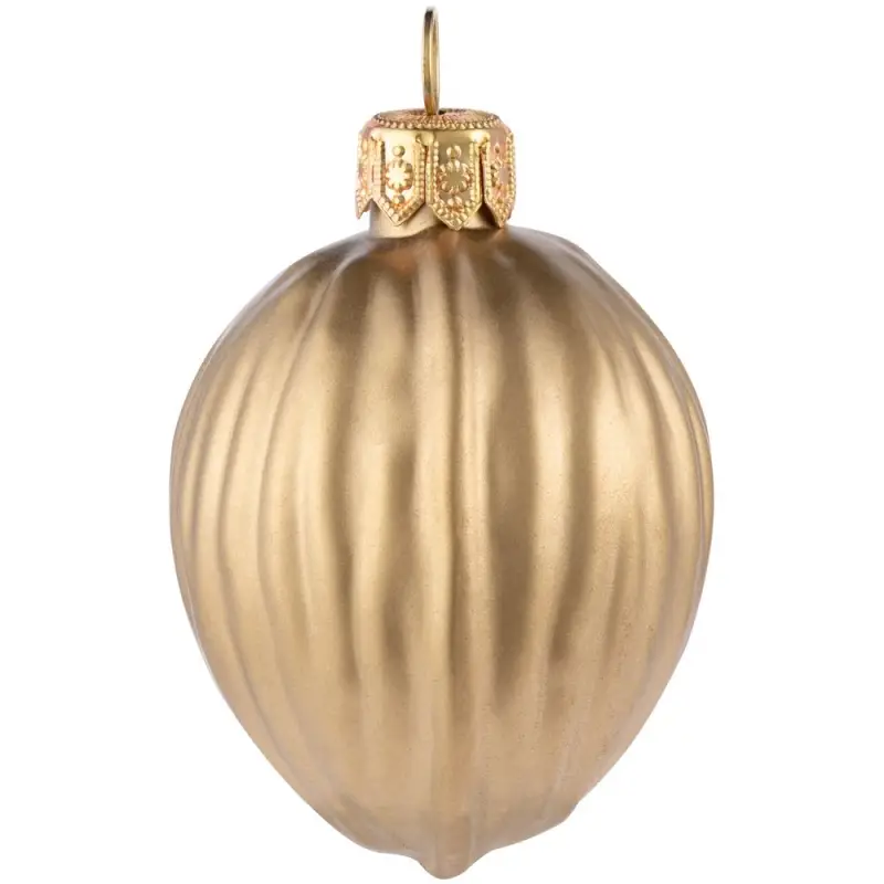 Елочная игрушка «Грецкий орех», матовое золото Елочная игрушка «Грецкий орех», матовое золото