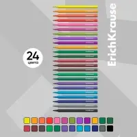 Фломастеры 24 ErichKrause, вентилируемый колпачок, в футляре с европодвесом
