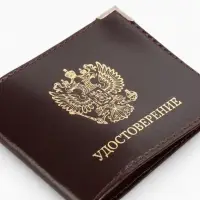 Обложка на удостоверение с окошком, коричневая