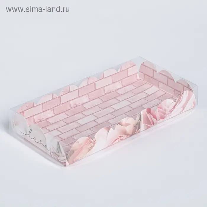 Коробка для печенья, кондитерская упаковка с пластиковой крышкой, My best wishes, 21 х 10.5 х 3 см Коробка для печенья, кондитерская упаковка с пластиковой крышкой, My best wishes, 21 х 10.5 х 3 см