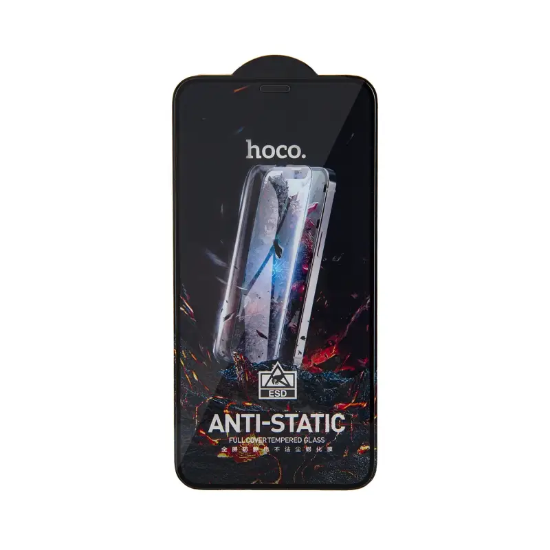 Защитное стекло iPh 12/12 Pro Full Screen HD Anti-Static G10 Hoco Black без упаковки Защитное стекло iPh 12/12 Pro Full Screen HD Anti-Static G10 Hoco Black без упаковки