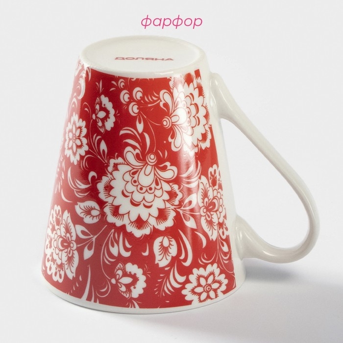 Кружка фарфоровая Доляна «Цветы на красном», 280 мл, цвет красный Кружка фарфоровая Доляна «Цветы на красном», 280 мл, цвет красный