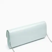 Сумка-клатч женская вечерняя на магните, на длинной цепочке, лаковая, однотонная, чёрная