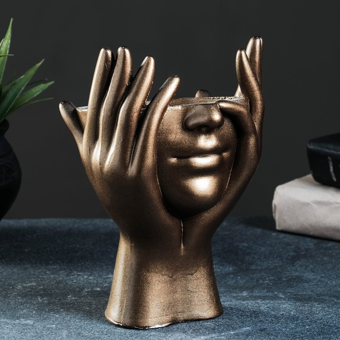 Кашпо - органайзер  Кашпо - органайзер "Мечты в руках" бронза, 13х20,5х13,5см