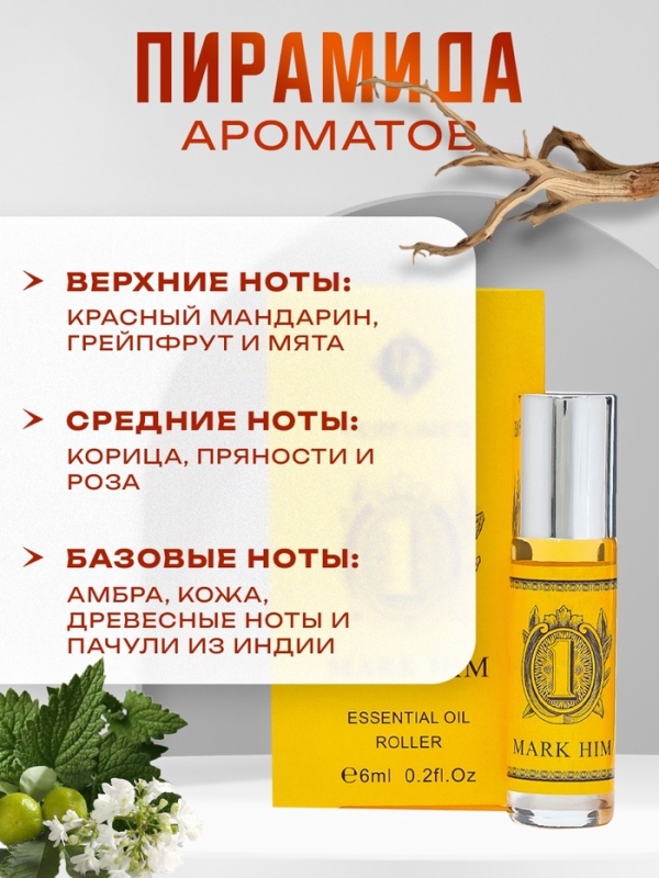 Духи масляные мужские Mark Him, 6 мл