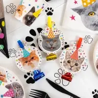 Карнавальные язычки гудки "Котики" 11 см, 6 шт. в упак.