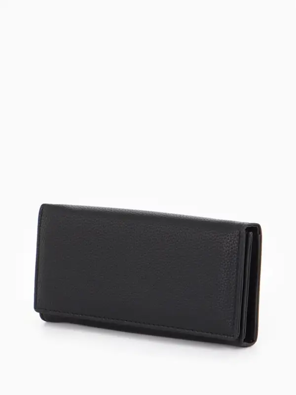 Кошелёк женский на магните, 19&times;3&times;10 см, однотонный, 3 отделения, чёрный