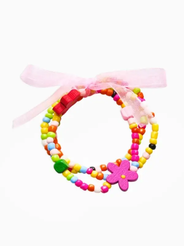 Браслеты детские &laquo;Выбражулька. Бант, цветок&raquo;, d=4 см, набор 3 шт. разноцветный
